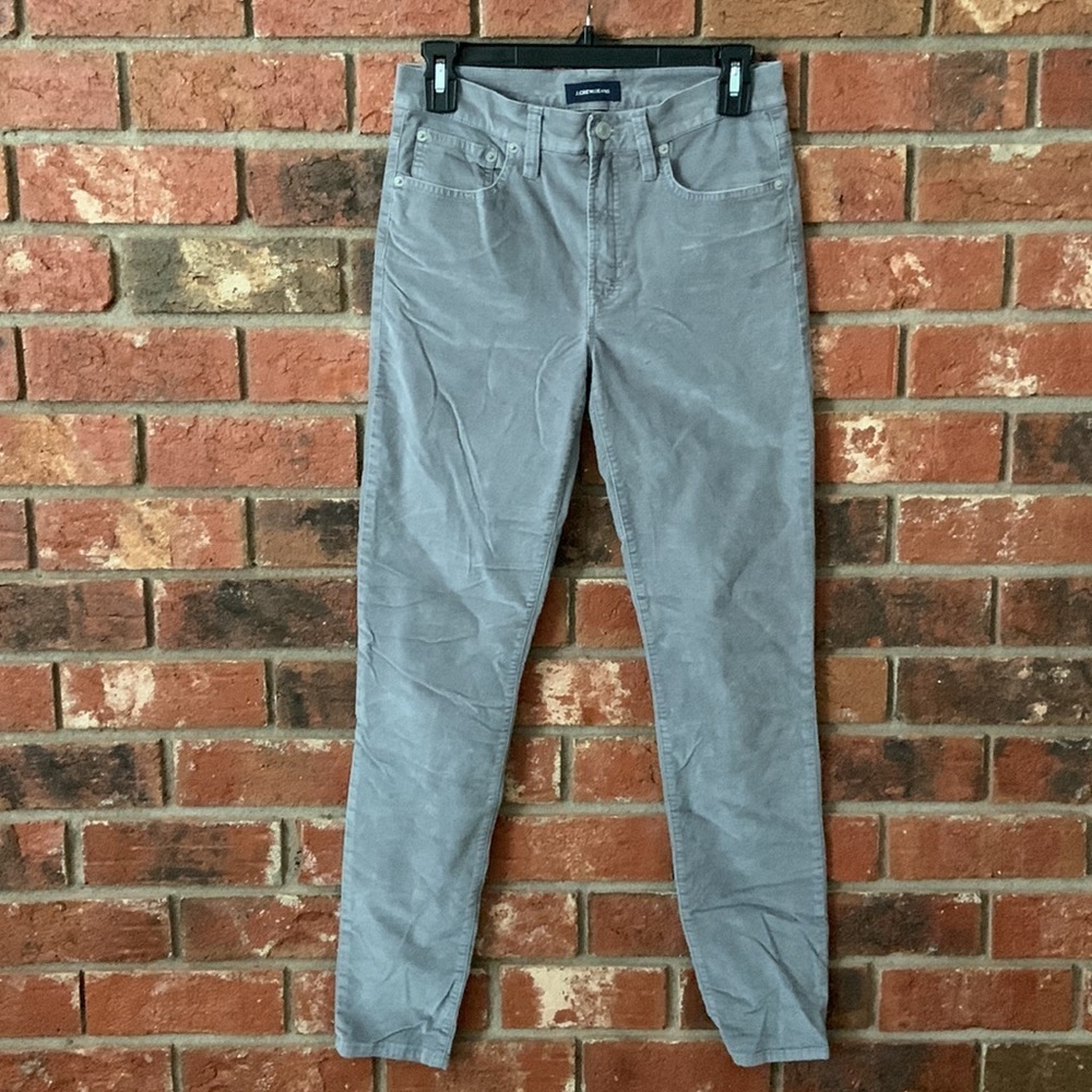J. Crew Gray Velour 9” High-rise Toothpick Pants